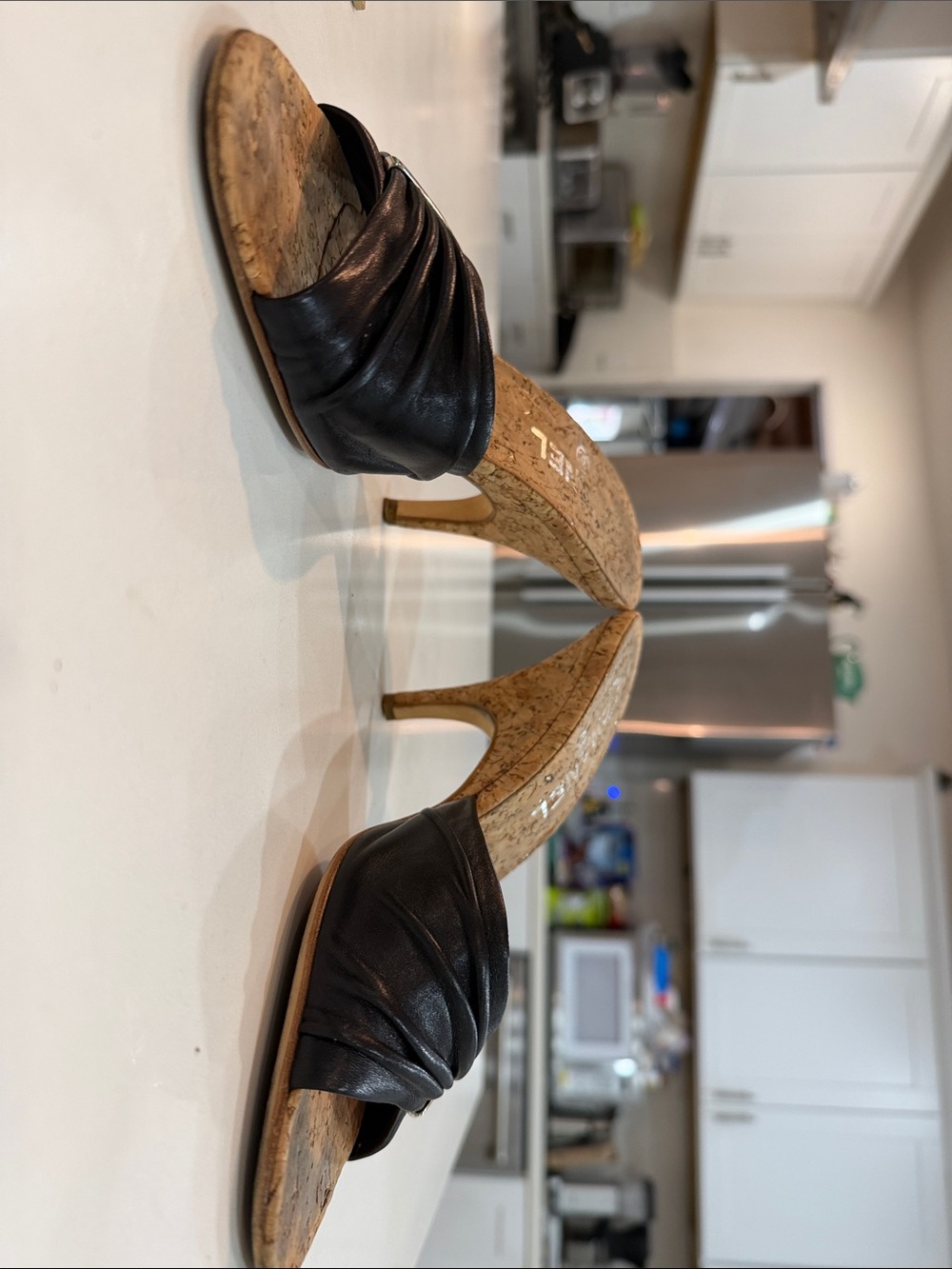 CHANEL Black Leather Cork Slide Mules vintage Y2K đź‘ - Picture 14 of 16